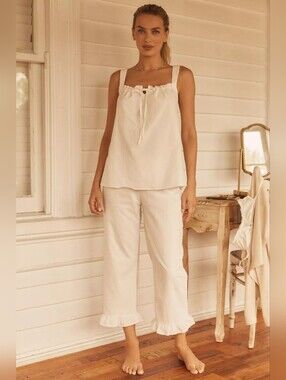 Waverles Swiss-Dot Tank & Shorts Pajama Set, XL Wedding Getting Ready Set